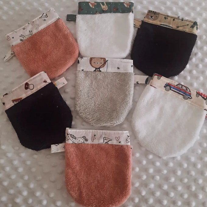 Lot de 3 gants de toilette / débarbouillette enfants